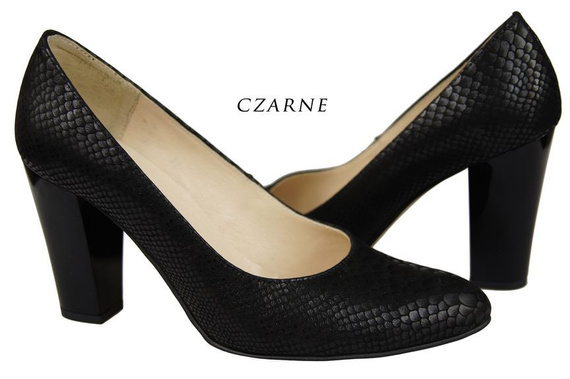 Dámská obuv Dámské kožené lodičky s motivem šupin Černá 926 ElitaBut