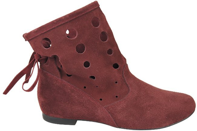 Obuv Dámské kozačky z přírodní kůže Velour Maroon 160 ElitaBut