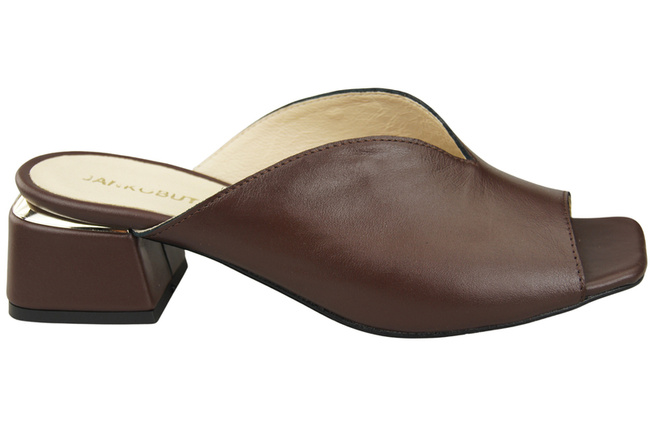 Dámské žabky na podpatku Chocolate Natural Leather 210 ElitaBut