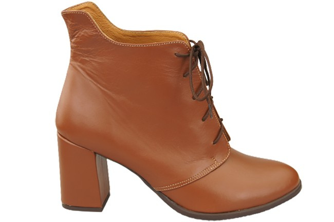 Obuv Dámské šněrovací boty hnědé Jaro/Podzim přírodní kůže 174 L ElitaBut