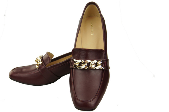 Dámské boty Maroon s ozdobným řetízkem Dámské mokasíny Přírodní kůže 193 ElitaBut