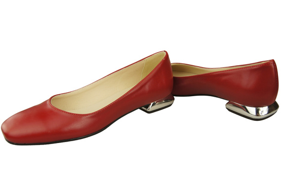 Plochá dámská obuv Červený ozdobný podpatek Přírodní kůže 209 ElitaBut