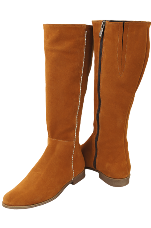 Obuv Dámské červené kožené velurové boty 153 ElitaBut