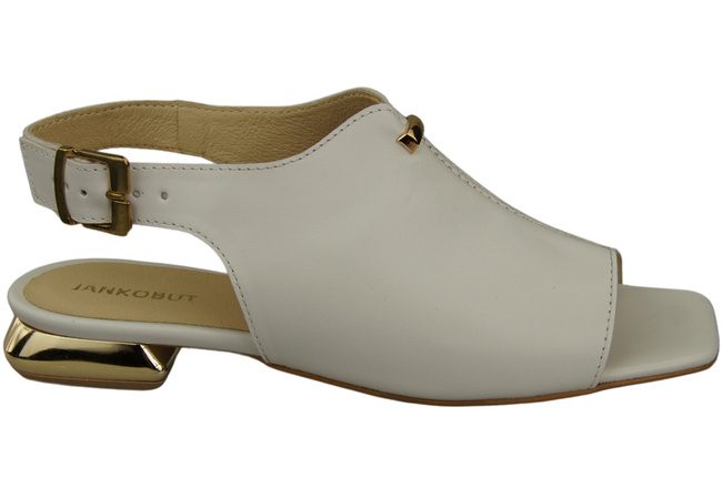 Pohodlná dámská obuv Sandály bílé ploché zlatý podpatek přírodní kůže 207 ElitaBut