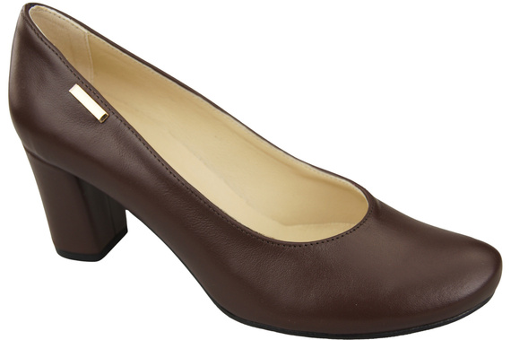 Obuv Classic Dámské čokoládové lodičky z přírodní kůže Almond Nose 201 ElitaBut