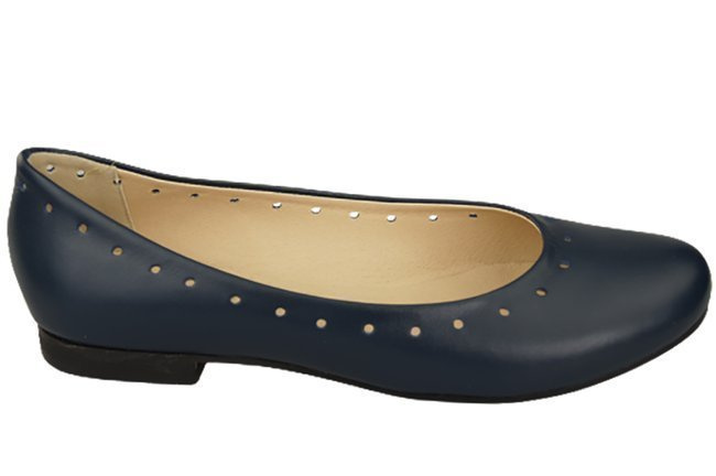 Dámské pohodlné baleríny z přírodní kůže Navy Blue 162 ElitaBut