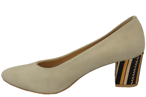 Dámská obuv Beige Natural Suede Leather Decorative Heel 158 With ElitaBut