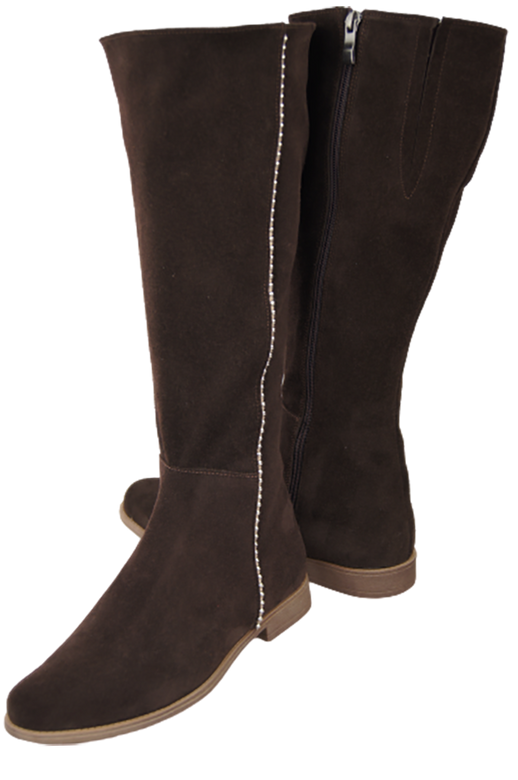 Dámské kozačky Chocolate natural leather Velour 153 ElitaBut