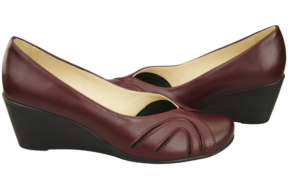 Dámské kožené boty z přírodní kůže Maroon pumps 828 ElitaBut