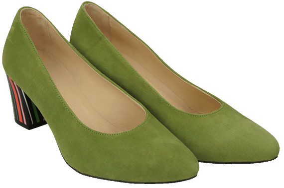 Dámská obuv Pistachio Natural Suede Leather Decorative Heel 158 With ElitaBut