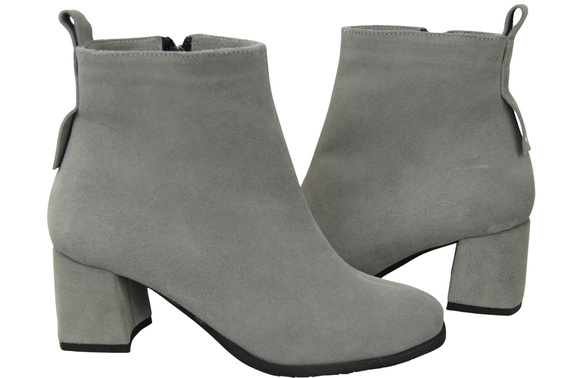 Dámské kotníkové boty Ash z přírodní velurové kůže, stabilní blokový podpatek, se zipem 224 ElitaBut