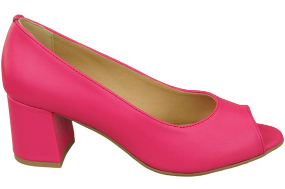 Dámská obuv PEEP TOE Neon Pink Přírodní kůže s potaženým podpatkem 192 ElitaBut