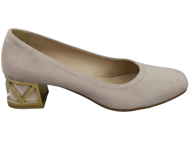 Pohodlné dámské boty Pudrově růžová lodičky s ozdobným podpatkem Přírodní semišová kůže 219 Od ElitaBut