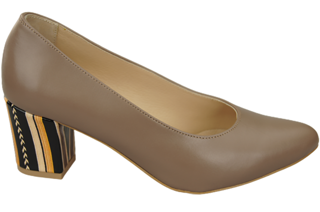 Dámská obuv Dámské lodičky Cappuccino Přírodní kůže s ozdobným podpatkem 158 ElitaBut