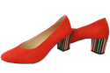 Dámská obuv Červená semišová obuv z přírodní kůže s ozdobným podpatkem 158 s ElitaBut