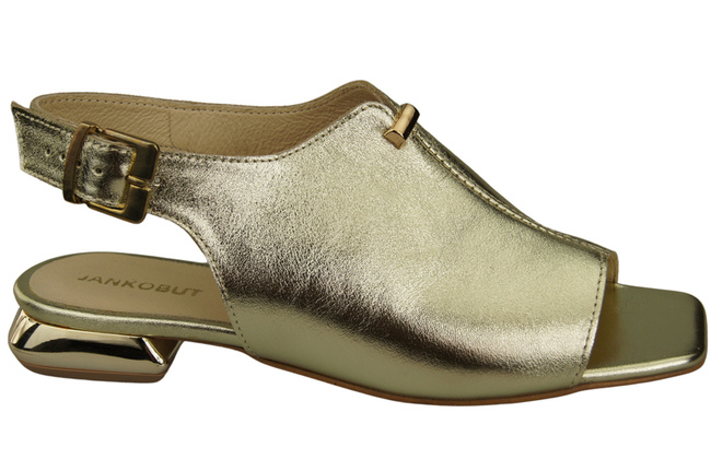 Pohodlná dámská obuv Zlaté sandály Plochý zlatý podpatek Přírodní kůže 207 ElitaBut
