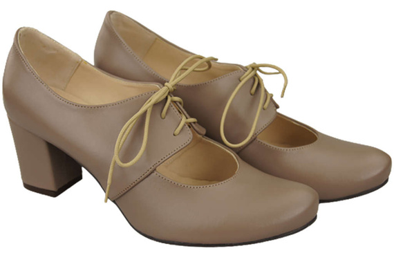 Obuv Dámské polobotky z přírodní kůže Cappuccino 161 ElitaBut