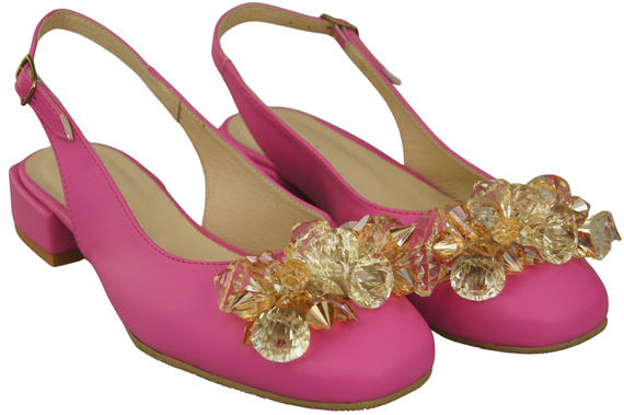 Dámská obuv Fuchsiové sandály s krystaly Přírodní kůže 215 ElitaBut