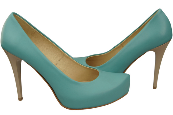 Dámská obuv Tyrkysové lodičky Stiletto z přírodní kůže 205 ElitaBut