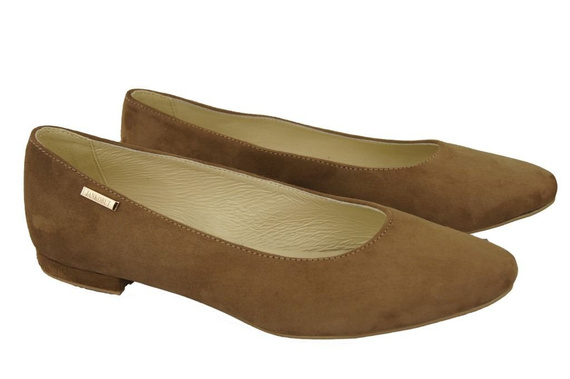 Dámské baleríny Olive Leather Natural Suede 131 ElitaBut