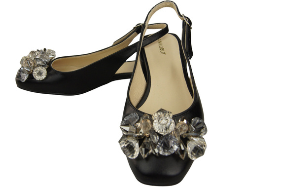 Dámská obuv Černé sandály s krystaly Přírodní kůže 215 ElitaBut