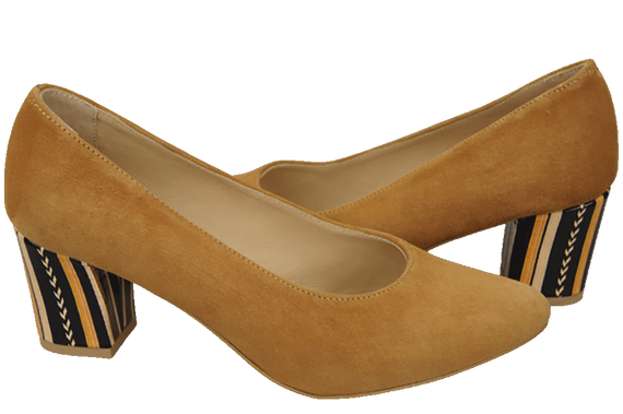 Dámská obuv červená semišová přírodní kůže s ozdobným podpatkem 158 s ElitaBut