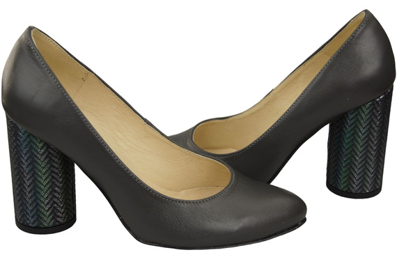 Dámská obuv Dámské lodičky Graphite přírodní kůže Ozdobný podpatek 194 ElitaBut