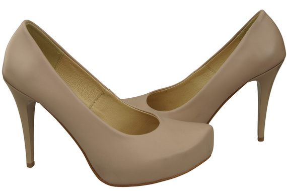 Dámská obuv Cappuccino Světlé lodičky Stiletto z přírodní kůže 205 ElitaBut