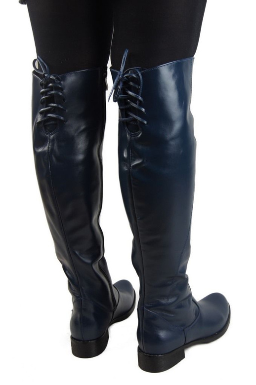 Dámské boty Navy blue Musketeers svršky nad kolena Natural leather 121 ElitaBut