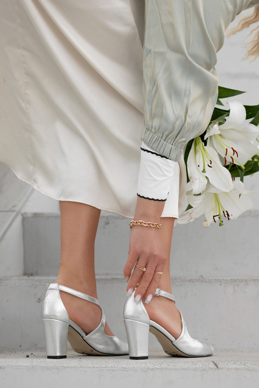 Dámská obuv Stříbrné sandály Přírodní kůže 186 ElitaBut