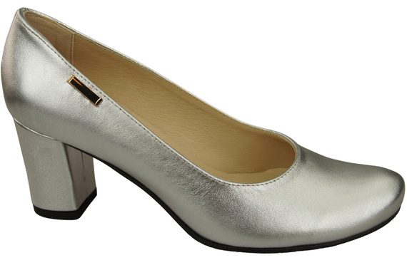 Dámské boty Classic Silver Natural Leather Almond Nose pumps 201 ElitaBut