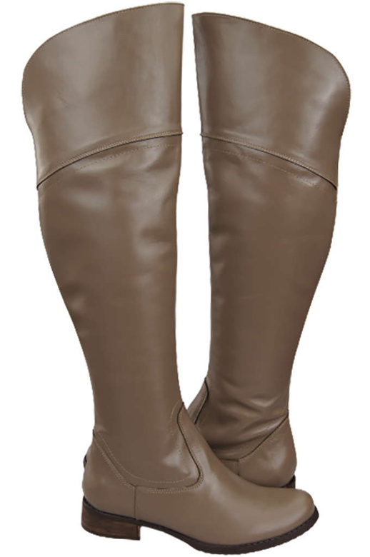 Dámské boty Cappuccino Dark Musketeers High over the knee natural leather 638 ElitaBut