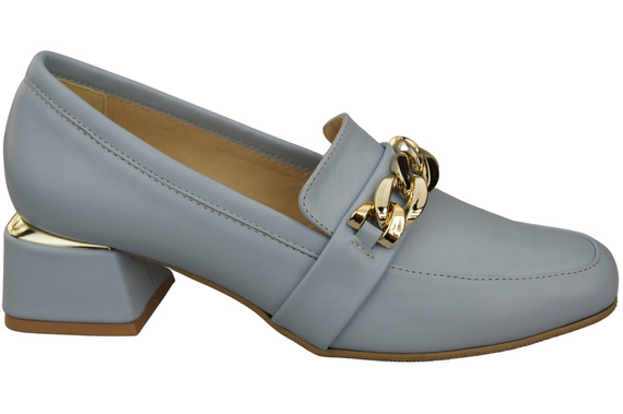 Dámské boty Bright Blue with Embellished Chain Dámské mokasíny Přírodní kůže 193 ElitaBut