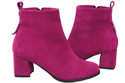 Dámské kotníkové boty Purpurový z přírodní velurové kůže, stabilní blokový podpatek, se zipem 224 ElitaBut
