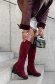 Obuv Dámské kotníkové boty Maroon přírodní kůže velur 745 ElitaBut