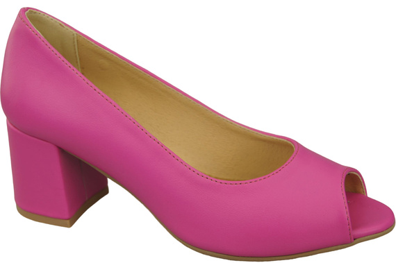 Dámská obuv PEEP TOE Fuchsia Lodičky z přírodní kůže s potaženým podpatkem 192 ElitaBut