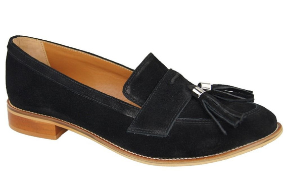 Dámská obuv Mokassins Natural Leather Velour Black 134 ElitaBut