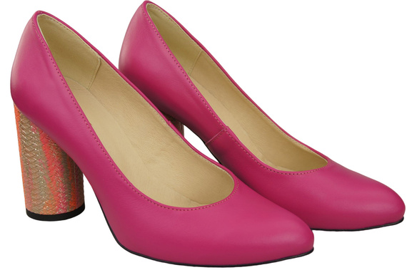 Dámská obuv Fialové lodičky Přírodní kůže Barevný ornamentální podpatek 194 ElitaBut