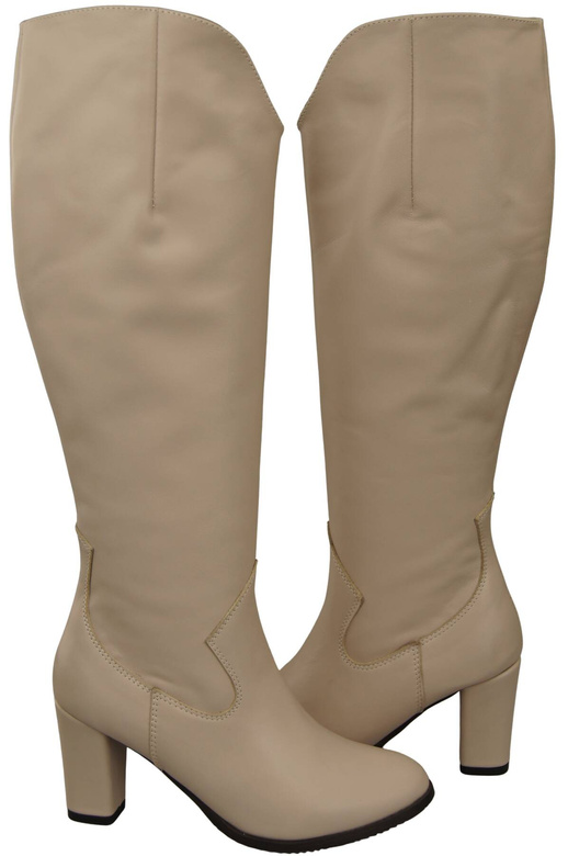 Stylová obuv Dámské kozačky Cappuccino Light On Stiletto přírodní kůže 211 ElitaBut