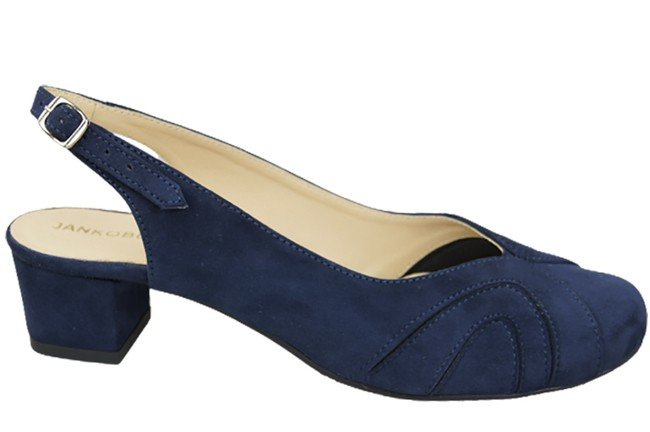 Dámské sandály z přírodní kůže a semiše Navy Blue 842 Z ElitaBut