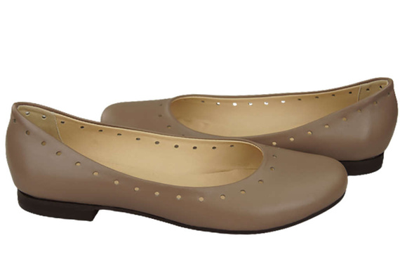 Dámské pohodlné baleríny z přírodní kůže Cappuccino 162 ElitaBut