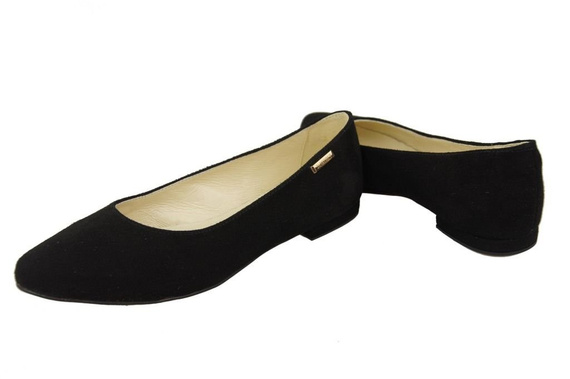 Dámské baleríny Černá semišová přírodní kůže 131 ElitaBut