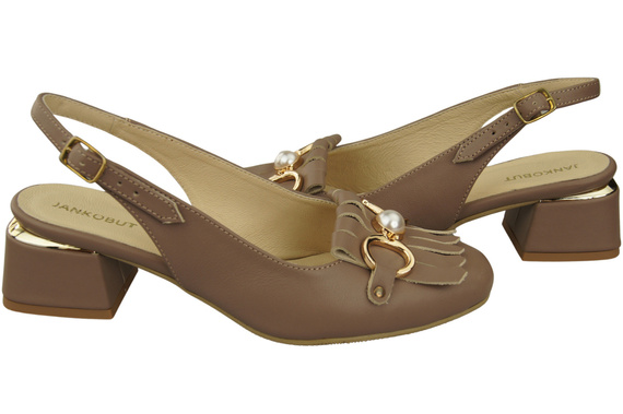 Dámská obuv Sandály Cappuccino Dark Decorated with Fringe Natural Leather 208 ElitaBut