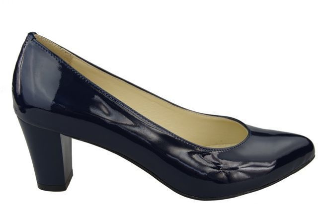 Dámská obuv Dámské lodičky z přírodní kůže Navy blue Lacquer 974 ElitaBut