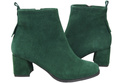 Dámské kotníkové boty Zelená z přírodní velurové kůže, stabilní blokový podpatek, se zipem 224 ElitaBut