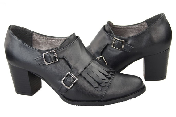 Obuv Dámské polobotky z přírodní kůže Černá 985 ElitaBut