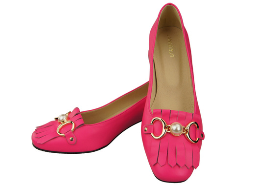 Dámská obuv Dámské lodičky se střapcem Neon pink Přírodní kůže 195 ElitaBut