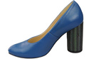 Dámská obuv Modré lodičky z přírodní kůže Ozdobný podpatek 194 ElitaBut