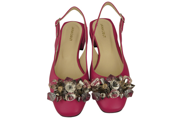 Dámská obuv Fialové sandály s krystaly Přírodní kůže 215 ElitaBut