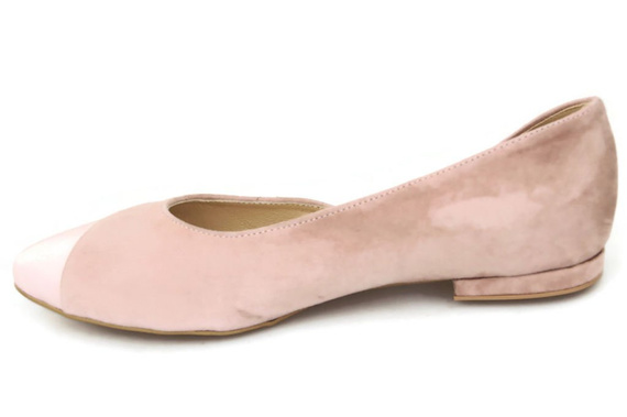 Dámské baleríny Powder Pink Suede Natural Leather 146 ElitaBut